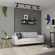 Sofá 3 Lugares Pé Palito Calmness Linho Cotton Cru