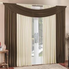 Cortina Tendência 3,00M X 2,50M Varão Em Malha Sala Tabaco - Casa Show