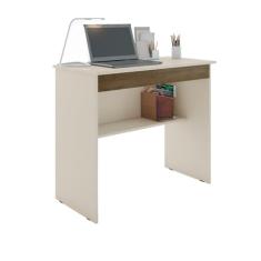 Escrivaninha Mesa de Computador com 1 Gaveta e Prateleira para Quarto ou Escritório Estudo Notebook(Off White/Canela)