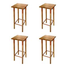 Kit 4 Banquetas Bistro Industrial Colors Ferro E Madeira Maciça - Cobre Marrom