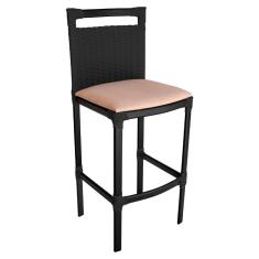 Banqueta Alta Vigor Em Alumínio E Corda Náutica Preto Preto Com Areia