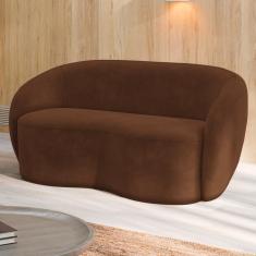 Sofá Living Decorativo 180cm 2 Lugares íbis Encosto Fixo Veludo Marrom G33 - Gran Belo