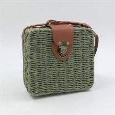 Bolsa Quadrada Feminina Palha Sintética Moda Praia - Kingleen, Verde