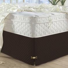 Saia Casal Box Padrão Luxo Matelada Varias cores Cama Casal Padrão - E