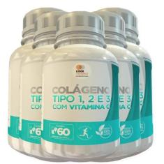 Colágeno Tipo 1, 2 E 3 Com Vitamina C 500Mg 60 Cáps 5 Potes - Lider Ve