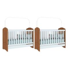 Berço Infantil Bala de Menta 3 em 1 (2 Un) Rústico/Branco - Henn