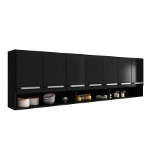 Armario De Cozinha Aereo 7 Portas Preto Luxemburgo Brienza Movelaria