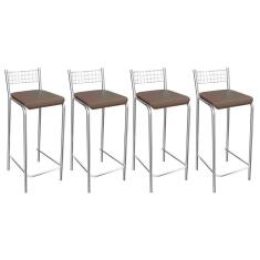 Kit 4 Banquetas Sala Jantar Gênova 1b705cr 4 Un Cromado/courano Marrom - Kappesberg