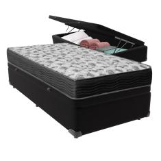 Cama Box com Baú Solteiro Preto Ortobom Colchão ISO100 D33