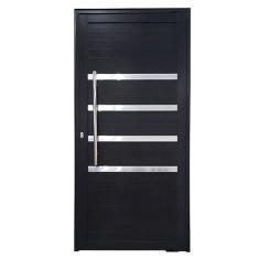 Porta Pivotante de Alumínio 210 x 120cm com Friso 30 Direita Esquadrias Bergame Preto