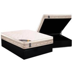 Conjunto Box Baú Casal: Colchão Molas Castor Bonnel Premium Tecnopedic + Base CRC Suede Black(138x188)