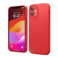 elago Capa compatível com iPhone 12 e iPhone 12 Pro, silicone líquido, capa protetora de corpo inteiro, à prova de choque, fina, forro de microfibra macia antiarranhões, 6,1 polegadas (vermelho)