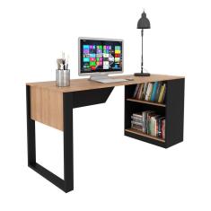 Mesa para Escritório 160cm com 2 Prateleiras Tecnomobili Amêndoa/Preto - ME4182