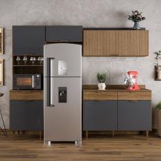 Cozinha Compacta 4 Peças 6 Portas 3 Gavetas Vittoria Ipê Wood/ Grafite