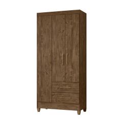 Guarda Roupa Roupeiro Lima 3 Portas 2 Gavetas e 4 Prateleiras Moval - Castanho