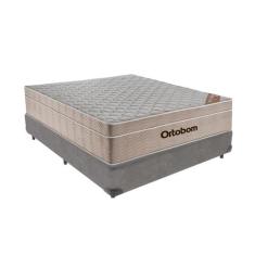 Cama Box Casal Cinza e Colchão Airtech Springpocket Molas Ensacadas Or