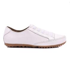 Tênis Feminino Mocatênis Branco Elástico Izabela Araújo Couro, Branco,