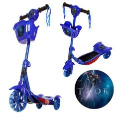 Patinete p Criança Marvel Thor Filme 3 Rodas Azul Brinquedo - Art Brin