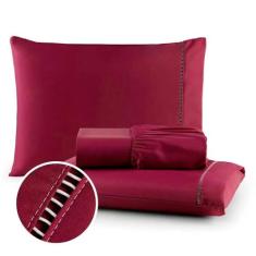 Jogo de Lençol 03 Peças Queen 400 Fios 100% Macio Fronha Com Ponto Pal