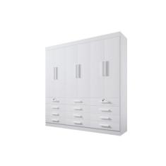 Guarda Roupa Casal 6 portas 12 gavetas Monaco Plus DDoro, Branco