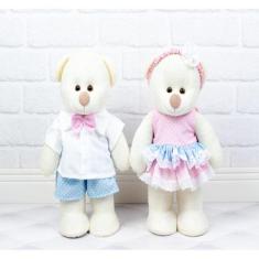 Casal urso chá revelação para decoração pelucia palha - CKD CONFECCOES