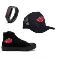 Kit Tênis Boné Relógio Do Naruto Nuvem Adulto Infantil - Milene Store,