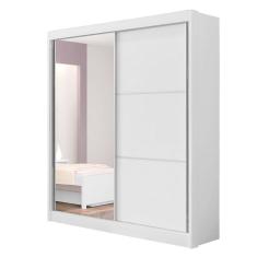 Guarda Roupa Solteiro Com Espelho 2 Portas 3 Gavetas Athenas D`Doro Móveis Branco