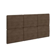 Painel De Cama Box Estofada Modulada Lucca (3un) Casal/queen - Suede Marrom - Rufato