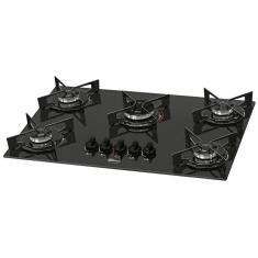 Fogão Cooktop Fischer 5Q Fit Line Gás Mesa Vidro Bivolt