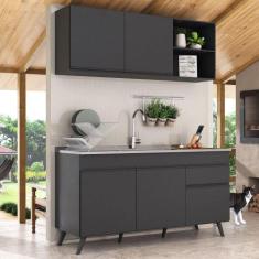 Armário de Cozinha Compacta 150cm Veneza Multimóveis V2142, Preto