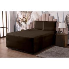 Lençol Solteiro Luva com Elástico Veste Colchão + Box Conjugado Malha Gel Spandex 1pç Marrom