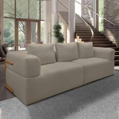 Sofá Bipartido 4 Lugares Com Almofadas Soltas 260cm Nuuk Linho Avelã