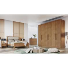 Guarda Roupa Casal 6 Portas 8 Gavetas -  New Vértice - Móveis Novo Horizonte - Cumaru