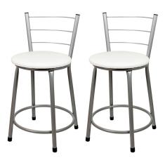 Banquetas Baixa Para Cozinha Cinza 2Un Assento Branco