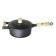 Panela Ferro Fundido Tampa Ferro Cabo Madeira Santana 2,8 Lt