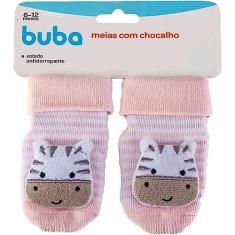 Buba Meias Antiderrapantes Com Chocalho Zebrinha Rosa