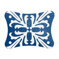 Moldura de quebra-cabeça com ilustração de flor azul Talavera Decoração de imagem Enfeite de jogo de quebra-cabeça