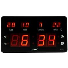 Relógio Parede Mesa Led Digital Calendário Termômetro Le2115 - Lelong