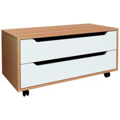 Balcao Gabinete Com 2 Gavetas E 4 Rodizios Bn3643 Amendoa Branco Tecno Mobili Amendoa Branco