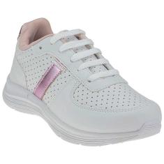 Tênis Infanto-juvenil Feminino Perfurado Branco Rosa Unipasso 124-04-020-Feminino