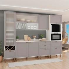 Balcão Para Cozinha 2 Portas Provençais sem Tampo Iluminata Branco/Fendi