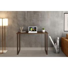 Mesa Escrivaninha Office 90 CM Estudo Estilo Industrial Ferro/Mdf -Preto/Embuia