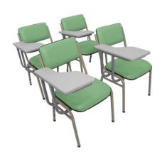 Kit Com 4 Cadeiras Para Auditórios Linha Hotel Smart Verde