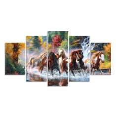 Kit 5 Quadros Decorativos Para Sala Casa Cavalo Natureza - Show Vendas