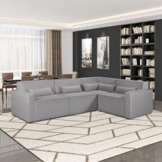 Sofá de Canto 4 Lugares 284cm Linho Lutz Yescasa