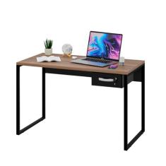 Mesa Para Escritório Industrial C/ Gav 1,20m - NetMobil, Nogal/Preto