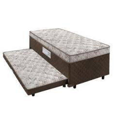 Cama Box Solteiro Conjugada Mola Com Auxiliar Suede - GENKI KENKO, CAF