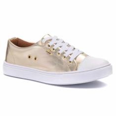 Tênis Feminino All Delicado Casual Star Metalizado Dourado - Classek, 