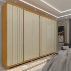 Guarda Roupa Casal  Ripado 6 Portas 4 Gavetas Absolut New Naturale Off