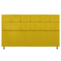 Cabeceira Estofada Damares 195 cm King Size Com Botonê Suede Amarelo -